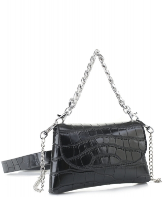 Croc Alligator 2-in1 Crossbody Fanny Pack KCS-6213 BLACK